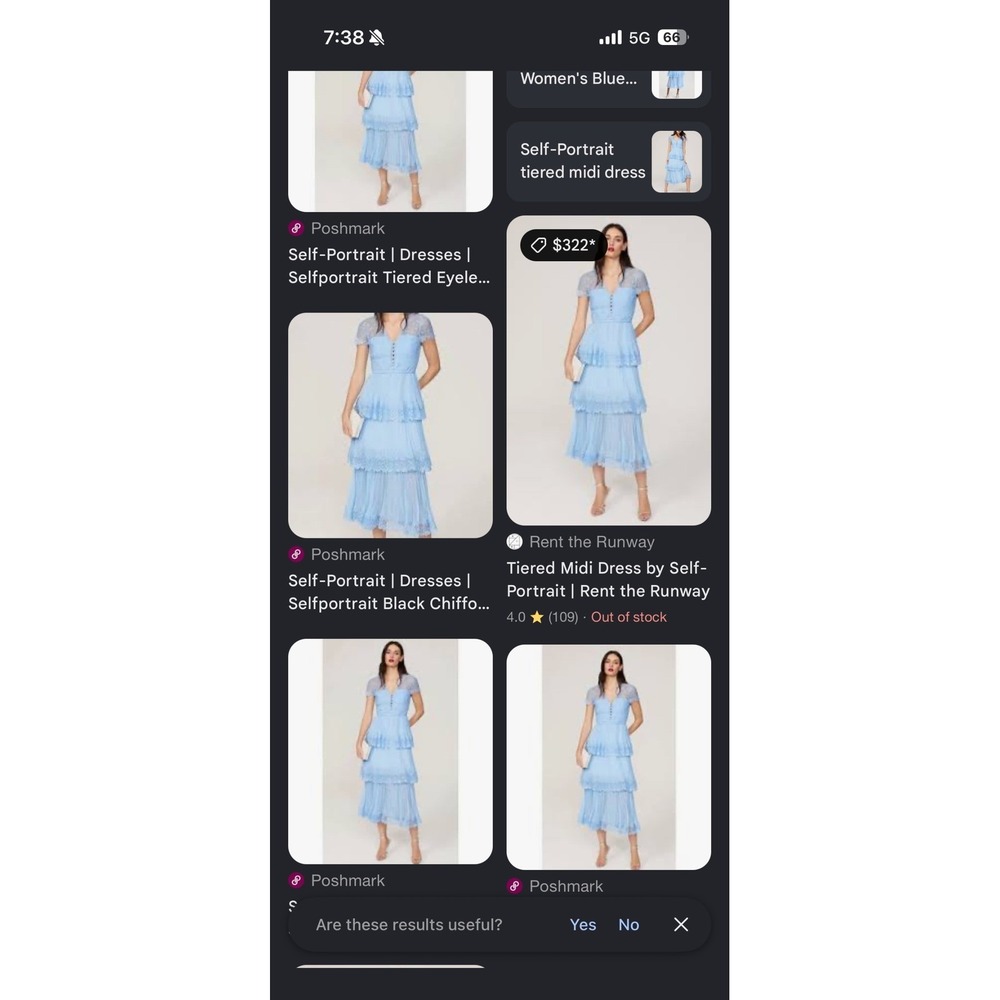 Self-Portrait Light Blue Chiffon Tiered Lace Midi Dress Pleated Short Sleeve 8 - Picture 8 of 8